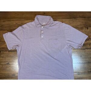 Peter Millar Men's Golf Shirt, Size XL, Striped Purple And Grey